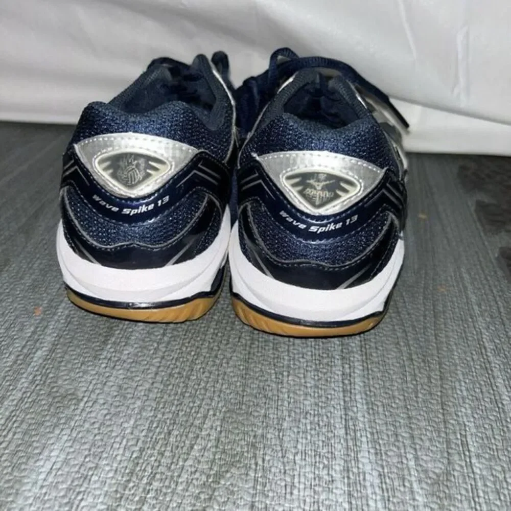 Mizuno Wave Spike 13 Running Volleyball Shoes Women's 9 Navy‎ & Silver & White